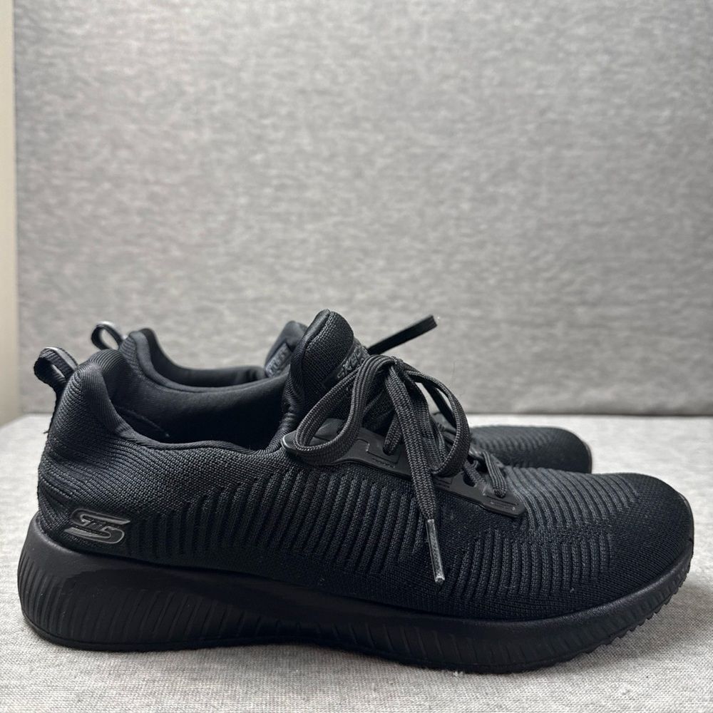 Skechers Womens BOBS Sport Squad SN 31362 Black‎ Running Shoes Lace Up Size 9
